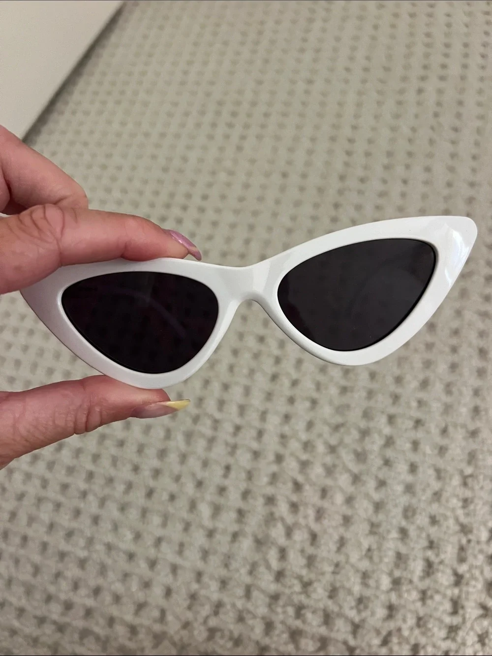 White Cat Eye Sunglasses with Black Lenses - Women Accessories